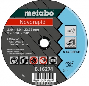 Диск отрезной по металлу Metabo Novorapid Standart A46-T (230x1,9x22,2 мм)