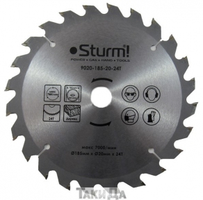 Диск пильный Sturm 9020-185-20-24T (185х20/16 мм) 24 зуба по дереву
