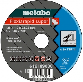 Диск отрезной по металлу Metabo Flexiamant Super A 60-T (125x1,0х22,2 мм)