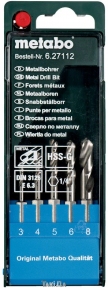 Набор сверл по металлу Metabo HSS-G (5 шт 3-8 мм)