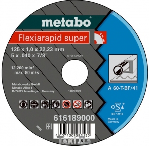 Диск отрезной по стали Metabo Flexiamant Super, твёрдый (115x1,6x22,23 мм)