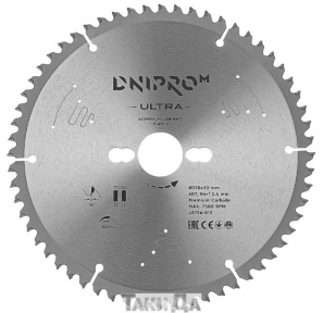 Диск пильный Дніпро-М-M ULTRA 210×30/25.4x60T, К2.4/1.8, (алюм. ламин. пласт.)