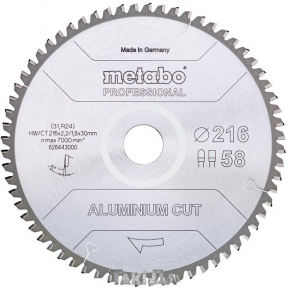 Пильный диск Metabo ALUMINIUM CUT-PROFESSIONAL 58 зуб (216x2,2x30)
