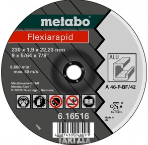 Диск відрізний по алюмінію Metabo Flexiarapid, прямий (115x1x22,23 мм)