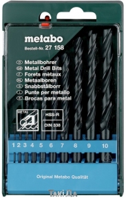 Набір свердел по металу Metabo HSS-R (10 шт. 1-10 мм)
