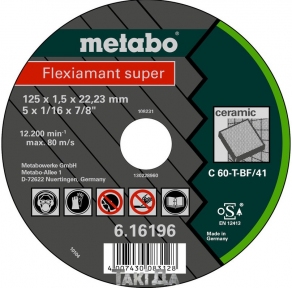Диск отрезной по керамике Metabo Flexiamant Super, прямой (115x1,5x22,23 мм)