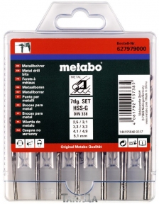 Набір свердл по металу Metabo HSS-G (7 шт 2,5-5,1 мм)