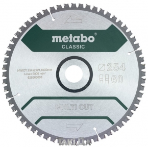 Пильный диск Metabo MULTI CUT-CLASSIC-B 60 зуб (254x2,6x30)