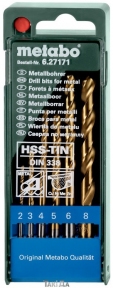 Набір свердл по металу Metabo HSS-TIN (6 шт 2-8 мм)