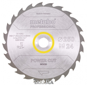 Пильный диск Metabo POWER CUT WOOD-PROFESSIONAL 24 зуб (250x2,8x30)