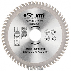 Диск пильный Sturm 9020-125-22-60T (125х22 мм) 60 зубов по дереву
