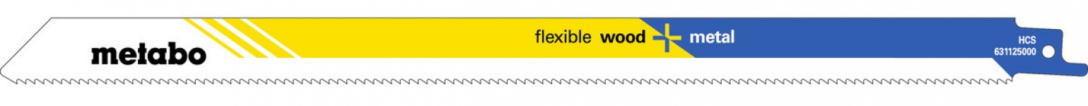 Пильное полотно для сабельной пилы Metabo Flexible Wood+Metal 300x0,9 мм - 2 шт (2,5 мм/10 TPI)